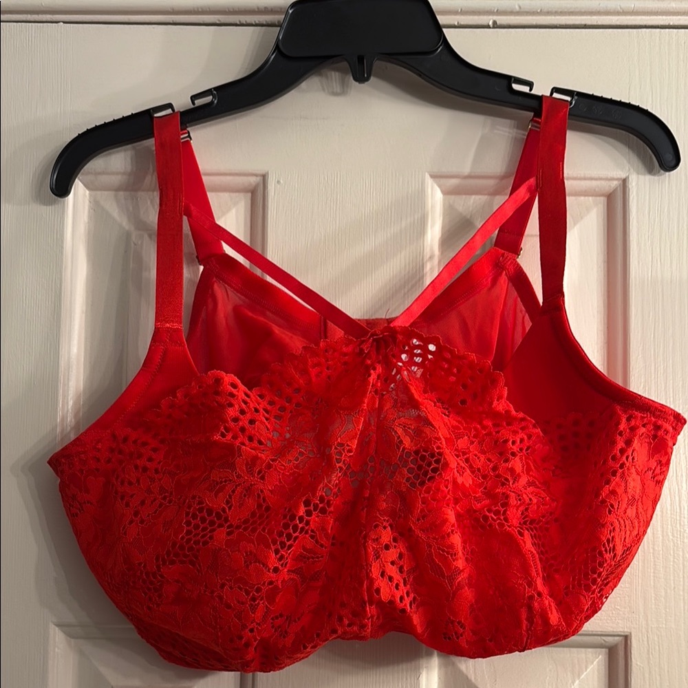 Cacique High neck french bralette Red Valentines Lace